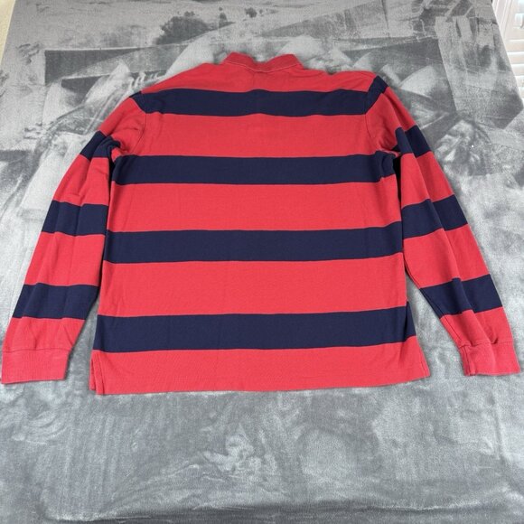 Lauren Ralph Lauren Mens  XL Red & Blue Striped Rugby Shirt Long Sleeve Polo - Picture 9 of 10